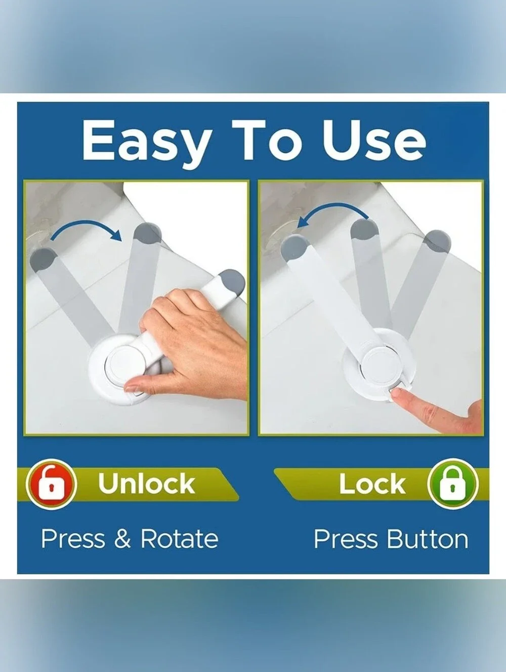 Toilet Locks Baby Proof (2 Pack) Ideal Child Proof Toilet Lid Lock with Arm – No
